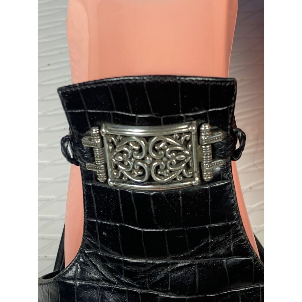Brighton Mavis Slide Sandal in Black Crocodile Women's 10 - Picture 7 of 14
